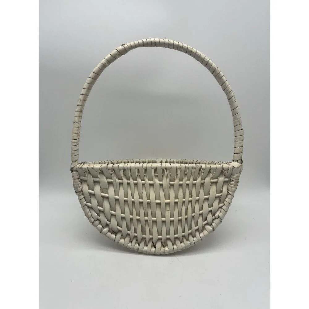 Hanging Woven Storage Wall Wicker Baskets for Small Flower, White